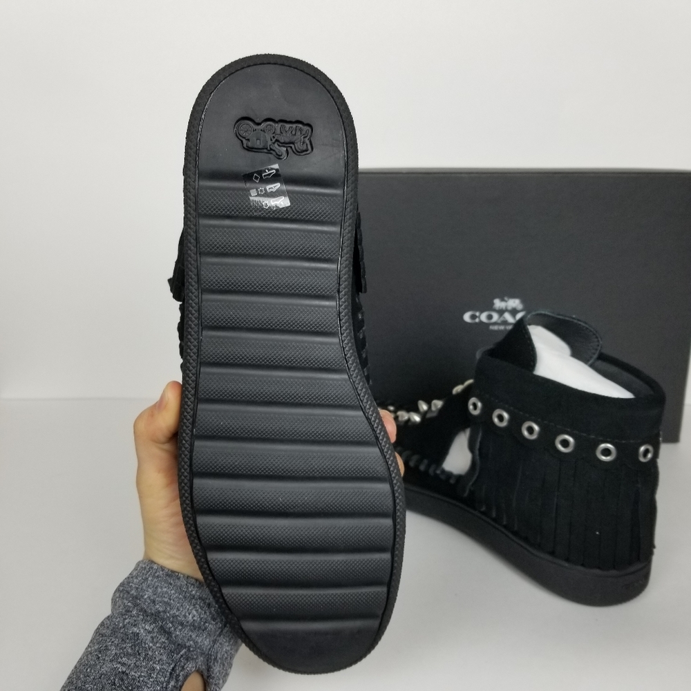 Coach Roccasin, black suede studded ankle moccasin - Picture 6 of 6